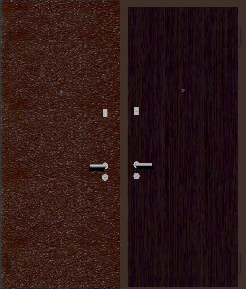 Дешевая входная дверь с отделкой порошковой краской РАЛ коричневый и ламинат венге