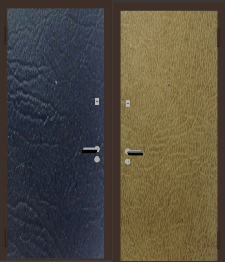 Дешевая входная металлическая дверь с отделкой винилискожа изнутри: бежевая, снаружи: черная